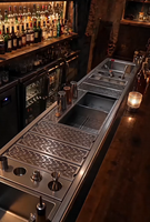 Comptoir de Bar Multifonctionnel en Acier Inoxydable Personnalisé avec Unité de Réfrigération, Portes Coulissantes et Dégivrage Automatique pour Café et Cocktails