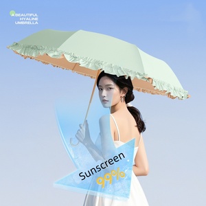 Paraguas <span class=keywords><strong>de</strong></span> Encaje Estilo Princesa Coreana para Mujer, Gancho Dorado y Revestimiento <span class=keywords><strong>de</strong></span> Gel <span class=keywords><strong>de</strong></span> Color, Protección UV, Sombrilla Plegable Creativa - Product Image 3