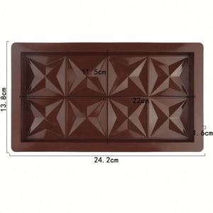 Moule en silicone écologique pour chocolat et glaçons, motif gaufré 8 grilles en forme de losange, grande taille, OEM/ODM - Product Image 2