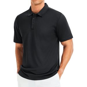 Camiseta Personalizada de Manga Corta Negra para Hombre, Tejido Piqué, Transpirable, de Secado Rápido, Color Sólido Informal, Corte Regular, 100% Poliéster - Product Image 2