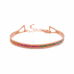 Rainbow Zircon Stone Design Women's <b>Cuff</b> Bangle Wholesale Dainty Turkish Handmade 925 Sterling <b>Silver</b> Gold Plated Party Jewelry - Product Image 2