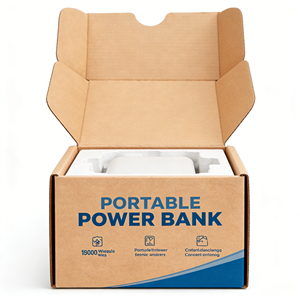 Caja de embalaje para power banks y productos electrónicos 3C, para marcas en línea, de cartón corrugado tipo B y E, con opción de cierre automático y personalizable. - Product Image 6