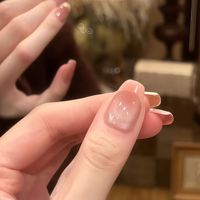 Faux ongles press-on faits main, style coréen, inspirés d'Instagram, effet œil de chat français, sophistiqués et éclatants, vente en gros
