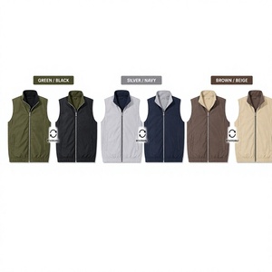 Chaleco Reversible sin Mangas para Hombre, Colores Sólidos, Cuello Alto, Cierre de Cremallera, Ligero, Calentador Corporal para Invierno - Product Image 1