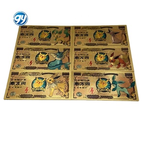 Takara Tomy <span class=keywords><strong>Vaporeon</strong></span> Jolteon Flareon Espeon Umbreon Leafeon <span class=keywords><strong>Glaceon</strong></span> Eeveelution Anime Pokémon Tarjeta Billete Dorado para Regalos Infantiles - Product Image 1