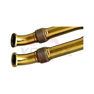 Vortex Polished Gold Valved Catback <b>Exhaust</b> for Nissan GT-R R35 3.8L V6 Twin Turbo VR38DETT Quad Black Tips Racing System - Product Image 2