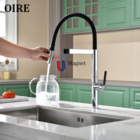 Robinet de cuisine chromé de style allemand évier magnétique en laiton pour lave-vaisselle robinet de bassin à légumes à tirette
