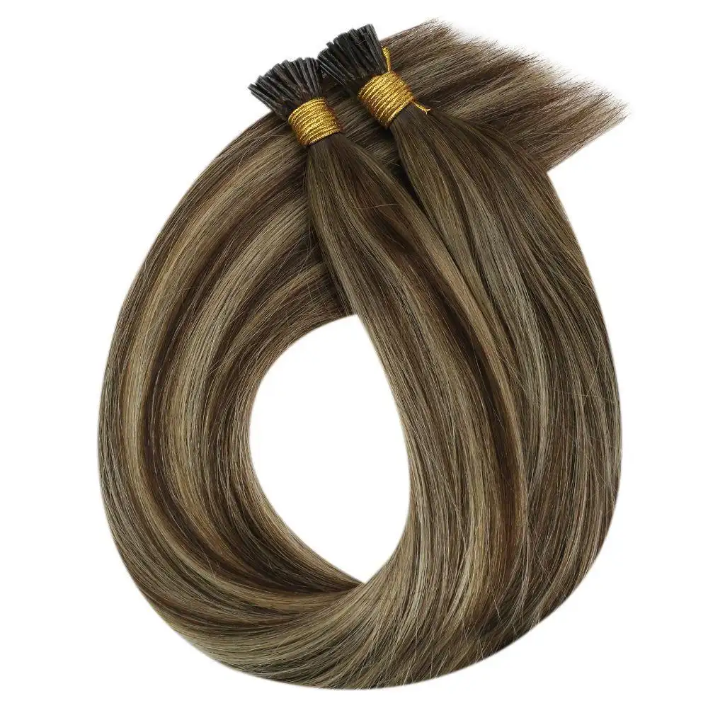 Đầy đủ tỏa sáng bán buôn thực brazilianhuman phần mở rộng tóc balayage Brown I tip phần mở rộng tóc (#4/27/4)