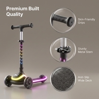 Trottinette pour enfants de qualité supérieure, 3 roues, cadre et roues entièrement éclairés par LED, hauteur réglable, pliable, trottinette pour tout-petits