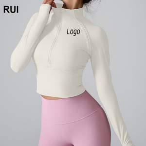 RUIQUWIN, abrigo deportivo nuevo con logotipo personalizado, camiseta de Yoga con media cremallera, ropa deportiva ajustada de manga larga ajustada y transpirable de secado rápido - Product Image 1