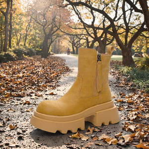 Bottes Chelsea Blanches pour Hommes, Nouvelle Collection Automne-Hiver 2025, en Cuir Véritable, Talon Carré 5,5 cm, Doublure Coton, Semelle Extérieure en Caoutchouc, Fermeture Éclair, Hauteur - Product Image 3