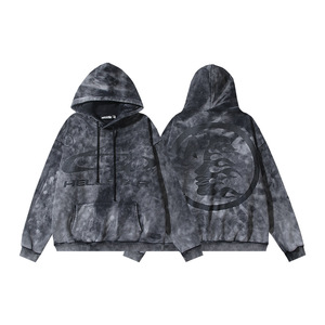 Completo Hip Hop Autunnale Hell Star Stile Americano di Tendenza, 100% Cotone, <span class=keywords><strong>Felpa</strong></span> con Cappuccio e Pantaloni Stampati, Lavati, con <span class=keywords><strong>Cerniera</strong></span>, Vestibilità Larga da <span class=keywords><strong>Uomo</strong></span> - Product Image 4