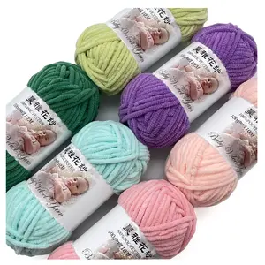 Biểu Tượng Trọng Lượng Tùy Chỉnh Sensy Fluffy Micro Sợi Chunky Chenille Chăn Sợi Mềm Tay Crochet Bé Đan Sợi