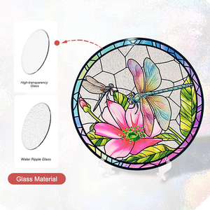 Decoración de Mesa Personalizable con Libélula Art Deco en Vidrio Emplomado, Atrapasoles y Adorno Cristalino de 25 cm - Product Image 6