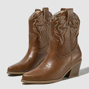 Botines Cortos de Tacón Alto, Elegantes y Sencillos, Estilo Europeo Americano, Transpirables, para Otoño e Invierno, Color Marrón, Novedad 2025 - Product Image 6