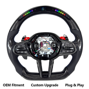 พวงมาลัยหนังแบบสปอร์ต LED คาร์บอนไฟเบอร์แบบกำหนดเองรุ่นอัปเกรดสำหรับ G01_G02_G05_G06_G11_G12_G15_G20_G22_G28_G29_G30_G80 M5 X3 X6 - Product Image 1