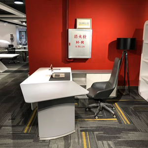 Épissage blanc gris minimalisme <span class=keywords><strong>bureau</strong></span> irrégulier ergonomique avec déflecteur <span class=keywords><strong>bureau</strong></span> de gestionnaire de style minimaliste - Product Image 3