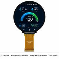 Modul LCD TFT IPS Sirkular TMK 3.4 Inci 800x800 Pemasangan Terintegrasi Antarmuka MIPI DSI 4-Lane Lampu Latar LED 30 PIN Tinggi