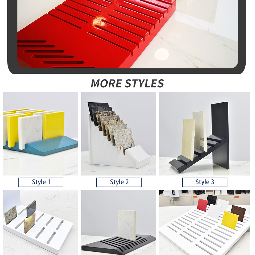 Wholesale Wooden Tabletop Marble Display Stand Mdf Ceramic Tile Stone Desk Stand Countertop Quartz Sample Table Rack