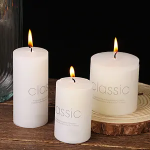 5*10 Wholesale White Candle Unscented Smokeless Multi Sizes Cylindrical Candles for Wedding Home Decoration Spa Church Ornament