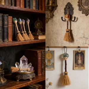 Artigianato in Cristallo Naturale all'Ingrosso, Pietra Grezza, Quarzo, Ametista, Fluorite, Decorazione <span class=keywords><strong>Scopa</strong></span> della <span class=keywords><strong>Strega</strong></span> per il Festival di Halloween - Product Image 2