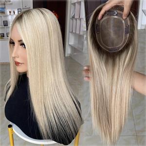 ผมแท้สีบลอนด์บาลายาจผมคนยุโรปยังไม่ผ่านการแปรรูปท็อปเปอร์ฐานลูกไม้โมโน5X6สำหรับผู้หญิงผมร่วง - Product Image 1