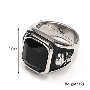 Anillos de Calavera Punk Ovalados de Acero Inoxidable YYN con Baño de Oro de 18K y Cristales para Hombre, Regalo para Aniversario, Fiesta, Boda - Product Image 3