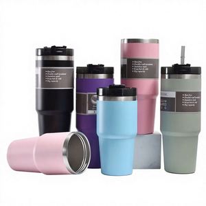 Vaso Termo de Viaje Personalizado Ecológico de Acero Inoxidable de Doble Pared con Aislamiento al Vacío de 20oz/30oz con Popote - Product Image 1
