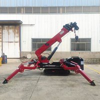 Mini-grue araignée hydraulique de 2 tonnes à faible encombrement avec chenilles en caoutchouc extensibles et stabilisateurs indépendants