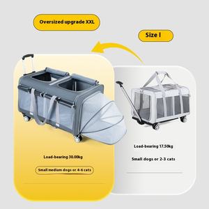 Étui de <span class=keywords><strong>transport</strong></span> pour animaux de compagnie de grande capacité pour chats chiens tige de traction Portable 4 roues détachable universel respirant <span class=keywords><strong>pliable</strong></span> petit - Product Image 4