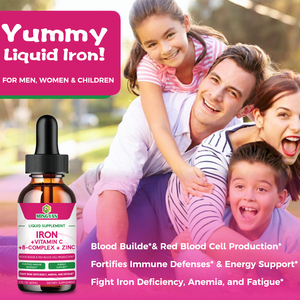 Gouttes buvables de Fer, Vitamine C, Complexe B, Zinc et Vitamine A pour le soutien sanguin et immunitaire, l'augmentation de l'énergie et l'absorption du Fer - Complément alimentaire - Product Image 4