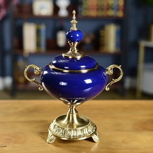 Ceramic Storage Jar Round Vintage Design Metal Lid Food Storage Home Kitchen Decorative Candy Chocolate Coffee Bean Container - Product Image 3