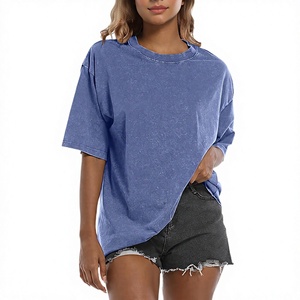 T-shirt surdimensionné pour femme en coton 100% vintage rétro délavé à l'acide, manches courtes, impression sérigraphique, logo personnalisé, 240 grammes - Product Image 2