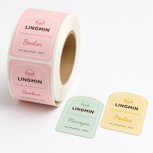 Étiquettes autocollantes en rouleau pour bouteilles de parfum et cosmétiques, étanches, découpées, en papier, OEM ODM, vente en gros - Product Image 2