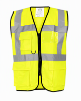 Gilet de sécurité réfléchissant à haute visibilité de classe 2, orange fluorescent, fermeture éclair sur le devant, plusieurs poches pour les équipes de construction