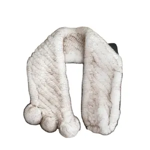 Custom Hot Sell Rabbit Fur Winter Warm Heated Neck Scarf Fashion Hot Sale Long Rabbit Fur Scarf