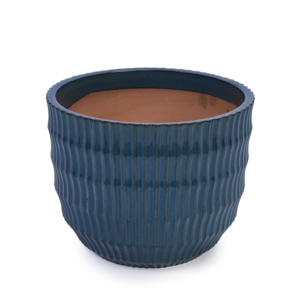 Ensemble de 4 pots de fleurs ronds en céramique bleue MDJ, pour l'intérieur et l'extérieur, style américain, design moderne - Product Image 6