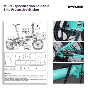 Kit Protector de Cuadro <span class=keywords><strong>para</strong></span> Bicicleta Plegable ENLEE - Vinilo Moldeado en 3D, Resistente a Arañazos y Decorativo, Compatible con la Mayoría de <span class=keywords><strong>Bicicletas</strong></span> Compactas - Product Image 5