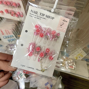 10 Uds. <span class=keywords><strong>Uñas</strong></span> Postizas de Lujo 3D <span class=keywords><strong>con</strong></span> Diseño Floral Transparente, <span class=keywords><strong>Uñas</strong></span> Acrílicas Hechas a Mano al por Mayor, Cobertura Completa <span class=keywords><strong>con</strong></span> Pegamento - Product Image 2