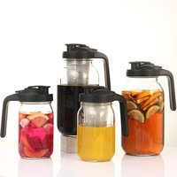 Ensemble de carafes en verre borosilicate résistant pour eau bouillante et froide, 32oz/64oz, tasses anti-fuite pour la maison et le bureau
