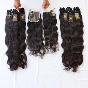 Cheveux péruviens bruts non traités, mèches de cheveux humains vierges avec Lace frontal closure, vente en gros - Product Image 1