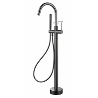 Mitigeur de bain-douche sur pied en laiton poli, monocommande, pour baignoire, avec jet de pluie, finition chromée, pour usage hôtelier