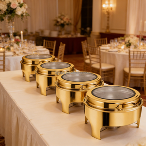 Juego de Buffet de Lujo con Calentador de Alimentos a Alcohol, Acero Inoxidable 304, Control de Temperatura de 85-100°C <span class=keywords><strong>para</strong></span> <span class=keywords><strong>Restaurante</strong></span> - Product Image 2