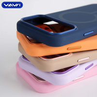 VAWI S010 Coque en silicone liquide avec cadre métallique pour objectif, vente en gros pour iPhone 17 Pro, coque magnétique en silicone pour iPhone 11~17 Pro Max