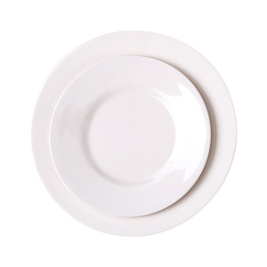 White Round Melamine Plates Set For Hotel Party Steak Serving Dishes Solid Color Flat Plate 80-110cm - Product Image 4