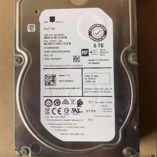 Hot Sale for DELL 3.5in 6TB 6T 7.2K RPM SATA/SAS HDD Server Hard Disk Drive Original Refurbished 12Gbps SATA 3.0 Metal
