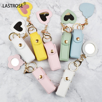Porte-rouge à lèvres miniature en cuir PU mignon promotionnel, porte-clés, sac de rangement, accessoires de voyage, porte-gloss à lèvres pour femmes, porte-clés