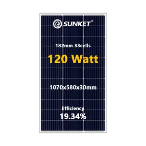 Sunket 182Mm 100W 120W 150W All Black Power Solar Panel Solar Plate For Home System Energy High Efficiency Quote