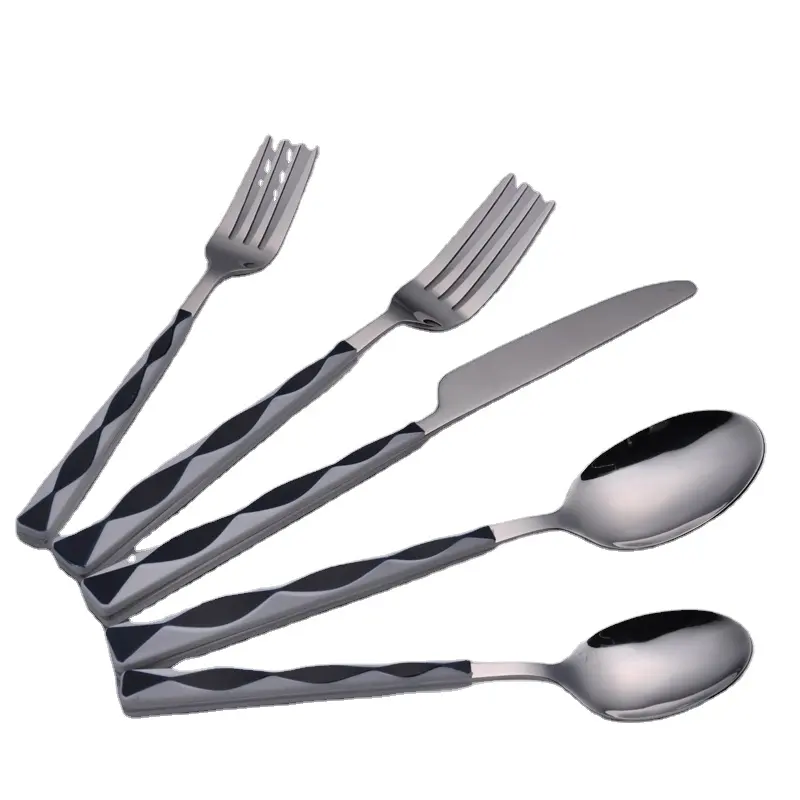 New Unique Handle Design Hotel Flatware Elegant Cheap Steel Spoon Fork Set Stainless Steel Mirror Silver Cutlery