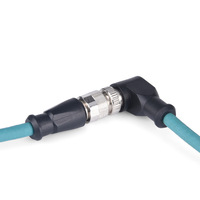 Connecteur coudé M12 X Code 1m Mâle Femelle PUR Vert Foncé Cat 6A Câble Ethernet 4x2x26AWG 1m Cuivre pour Surveillance Ferroviaire